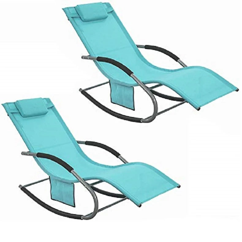 SoBuy 2 x Sdraio a dondolo con poggiatesta 63x150x87cm OGS28-HBX2