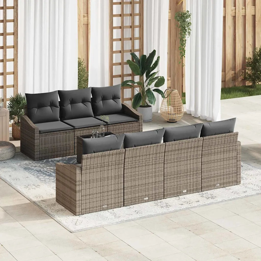 Set di divani con cuscino 8 pcs Grigio polyrattan 3355298