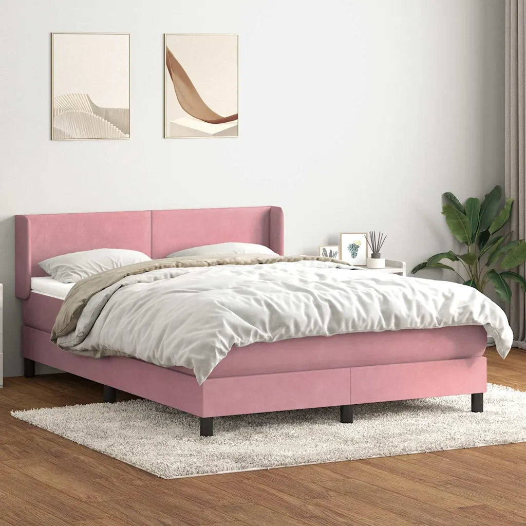 Giroletto a Molle con Materasso Rosa 140x220 cm in Velluto 3317990