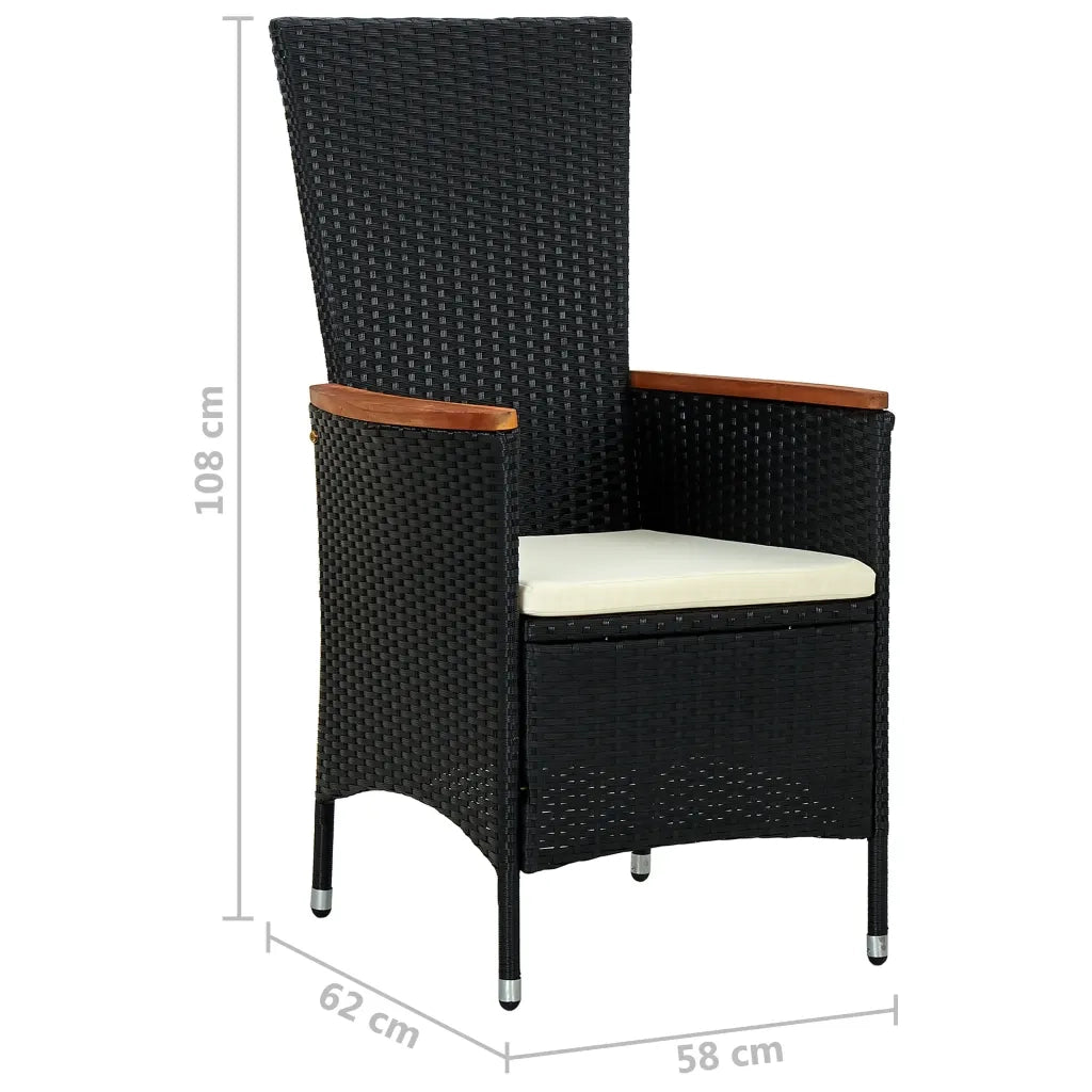 Set da Pranzo da Giardino 7 pz in Polyrattan e Acacia Nero 47681