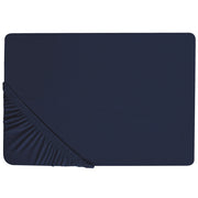 Lenzuolo con angoli cotone blu marino 180 x 200 cm coprimaterasso elasticizzato modello classico a tinta unita camera da letto classica