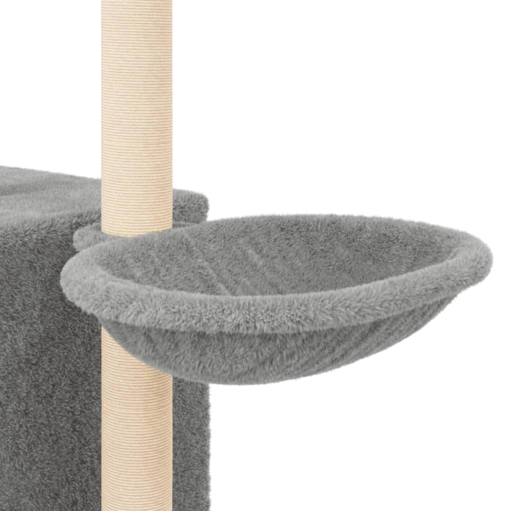 Tiragraffi per gatti torre per arrampicata giocattolo piattaforma per arrampicata con tiragraffi in sisal leggero 145 cm grigio 02_0022570