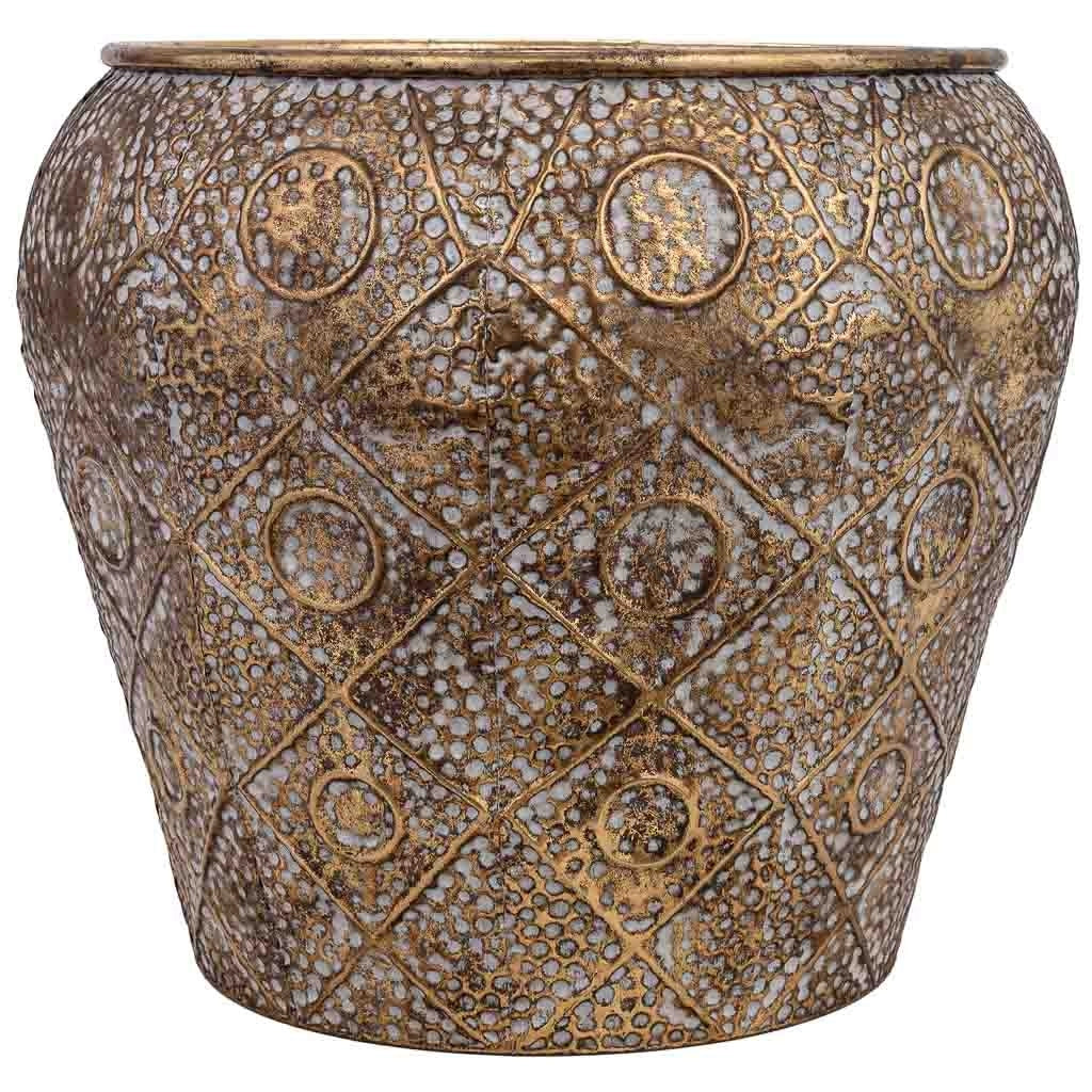Vaso da fiori in metallo dorato 46,5x46,5x41h cm