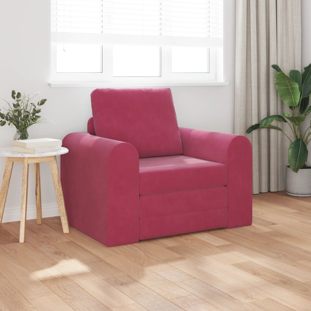 Divano Letto 2 in 1 Rosso Vino 98x71x83 cm Velluto