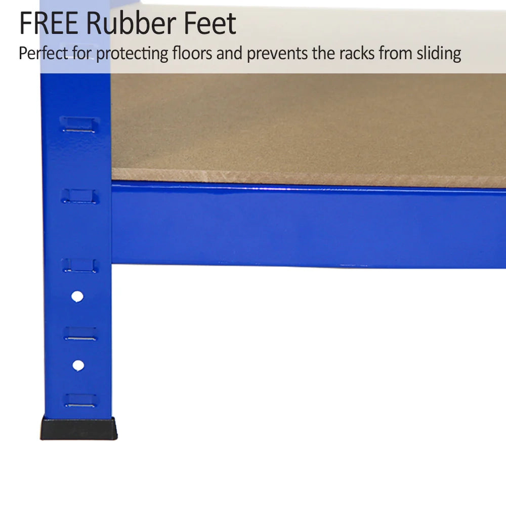 4 Scaffali in Acciaio Senza Bulloni T-Rax Blu Larghi 75cm per Magazzino e Box