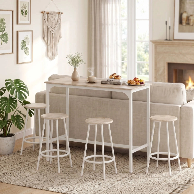 TAVOLO ALTO Set da 5 pezzi 110x50 cm Effetto rovere