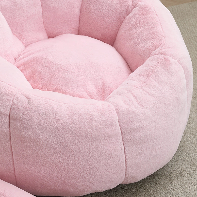Pouf a forma di loto con imbottitura morbida e design leggero per soggiorno e camera in peluche rosa