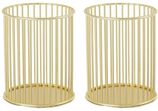 Organizzatore per ufficio - Penna e matita - 2 pezzi - Metallo - 8x10 cm - Giallo - Orefice per pennarelli