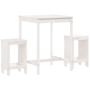Set Bar da Giardino 3 pz | Set Salotto da Giardino Bianco in Legno Massello di Pino
