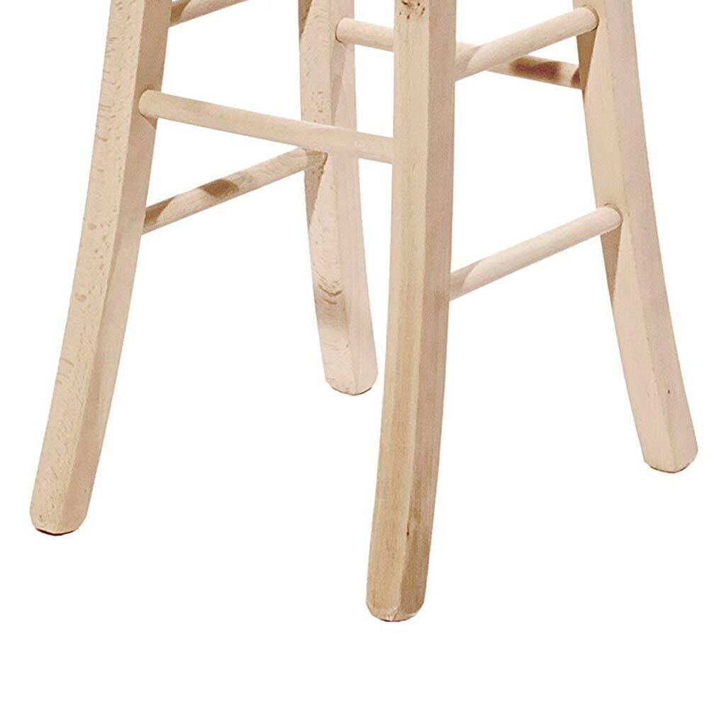 Sgabello grezzo da verniciare alto 67 cm con seduta rotonda e gambe a sciabola