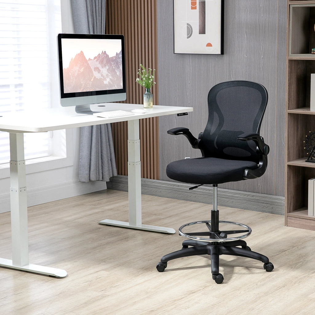 Sedia da Ufficio Girevole con Schienale Regolabile e Braccioli ¨C Zephmum ¨C Nero 59x65x102-122 cm