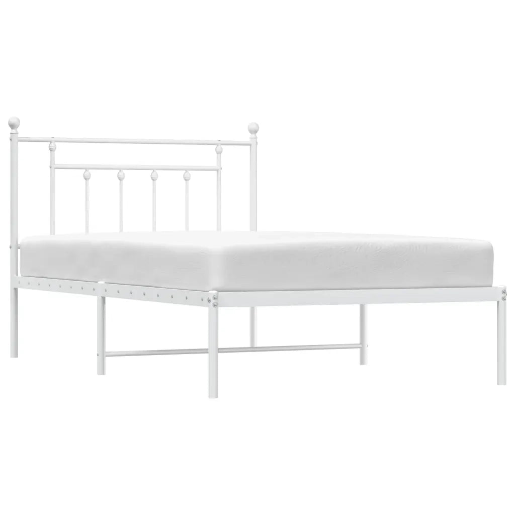 Letto singolo | Letto per adulti | Giroletto con Testiera Metallo Bianco 107x203 cm
