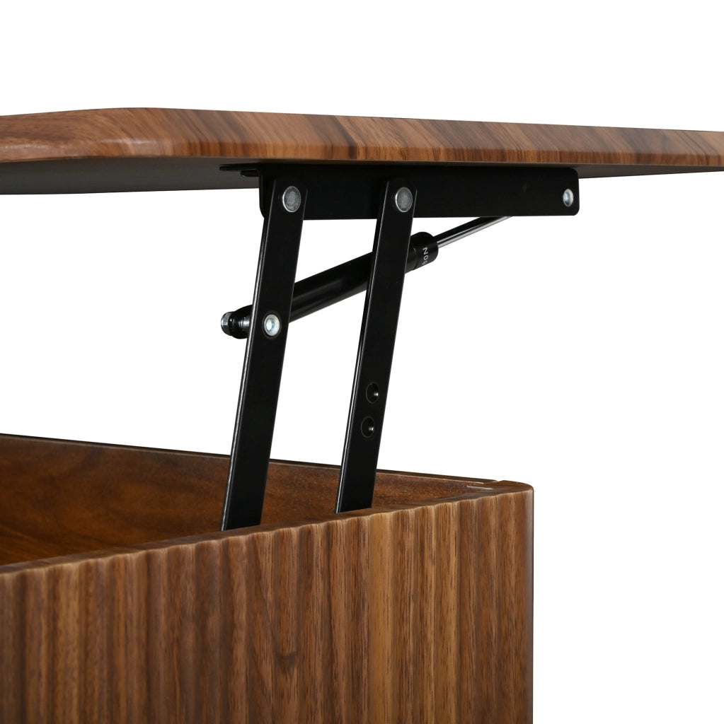 Tavolino da caff¨¨ 97x52 cm con piano regolabile in MDF color noce