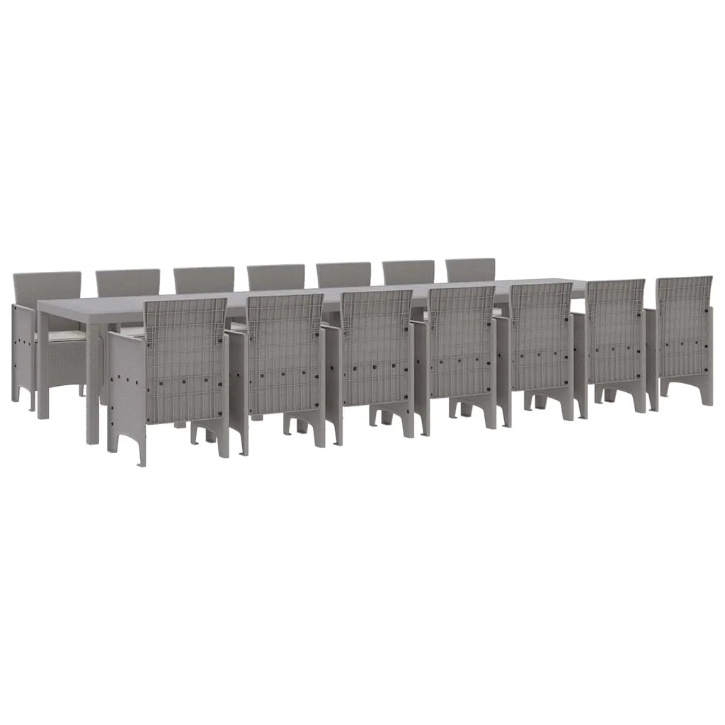 Set da pranzo da giardino con cuscini 15 pcs Grigio chiaro PP 3378809