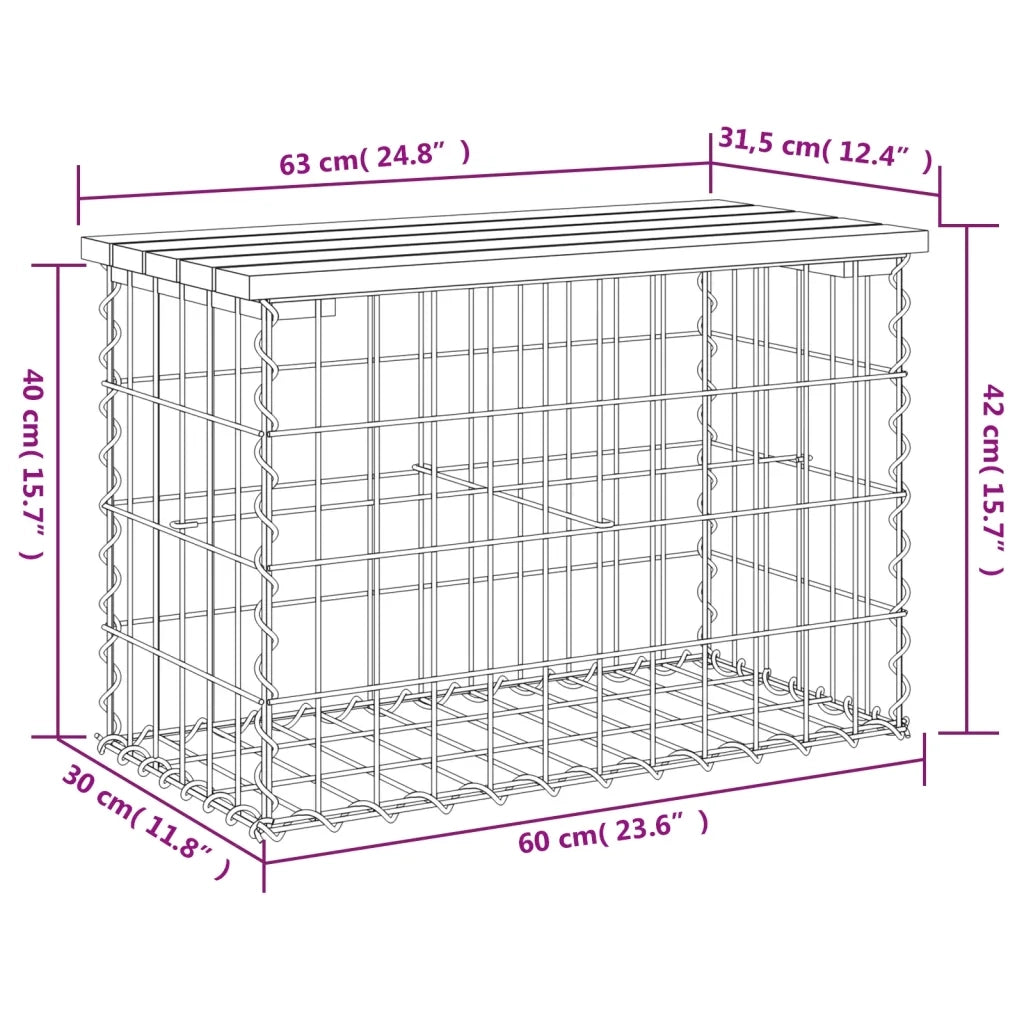 Panchina Giardino | Panca da Giardino Design Gabbione 63x31,5x42cm Legno Massello Pino