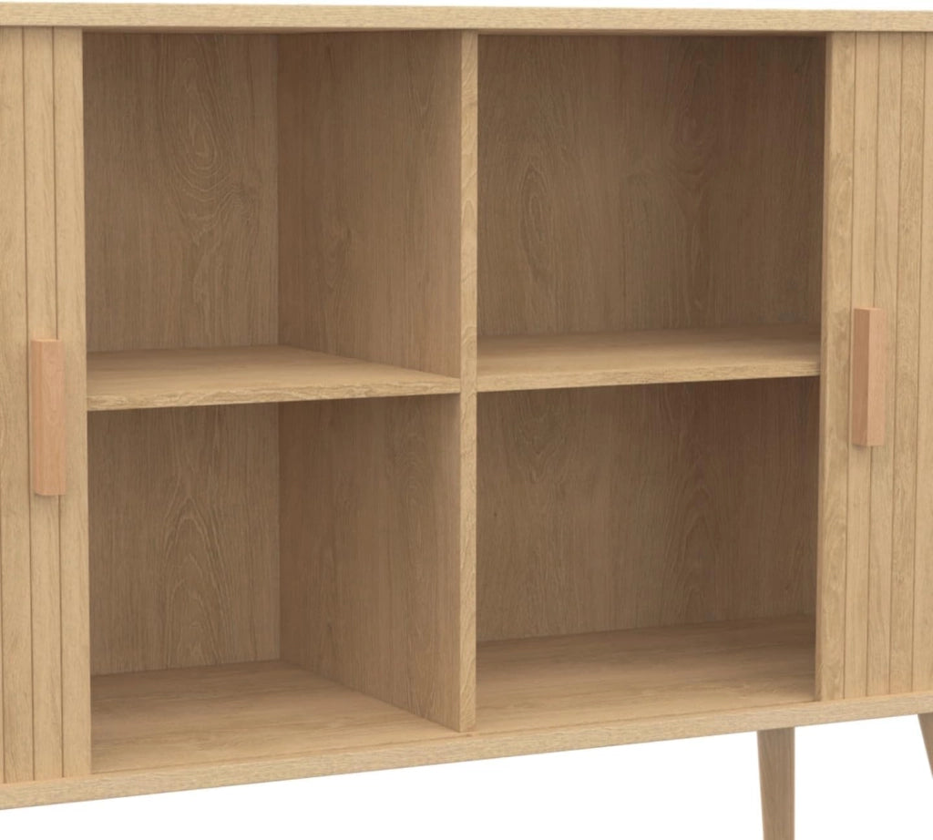 Aparador ROMIE efecto listones 2 puertas correderas 140 cm