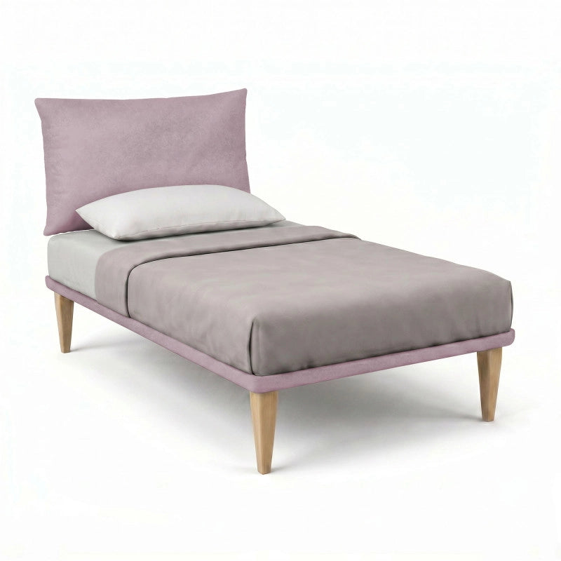 Letto imbottito Piazza e mezzo 120x190 cm Soft - Con rete,Glicine,Microfibra
