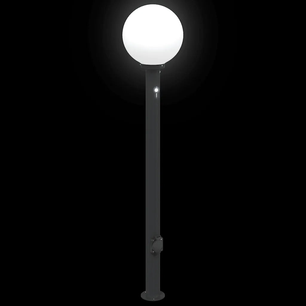 Lampioni a paletto con sensore e presa 3 pz 120 cm neri IP44 4006126