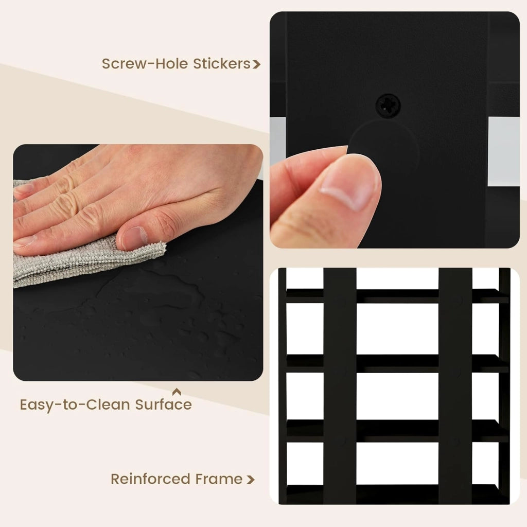 Scarpiera da Ingresso, Portascarpe a 7 Ripiani, Scaffale per 14 Scarpe, Stretto e Compatto per Salvaspazio, 45x25x110 cm (Nero, L)