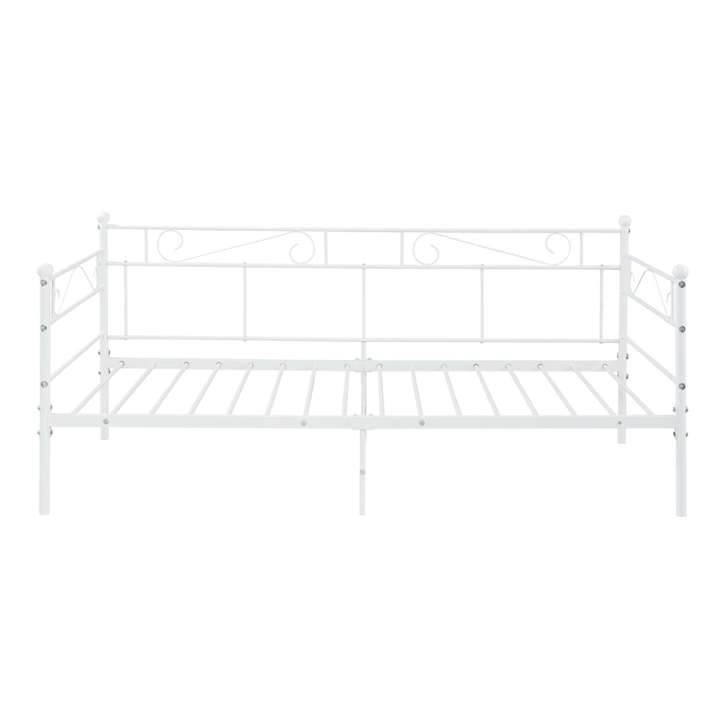 Divano Letto con Materasso 90x200 cm Sofa in Acciaio - Bianco [en.casa]