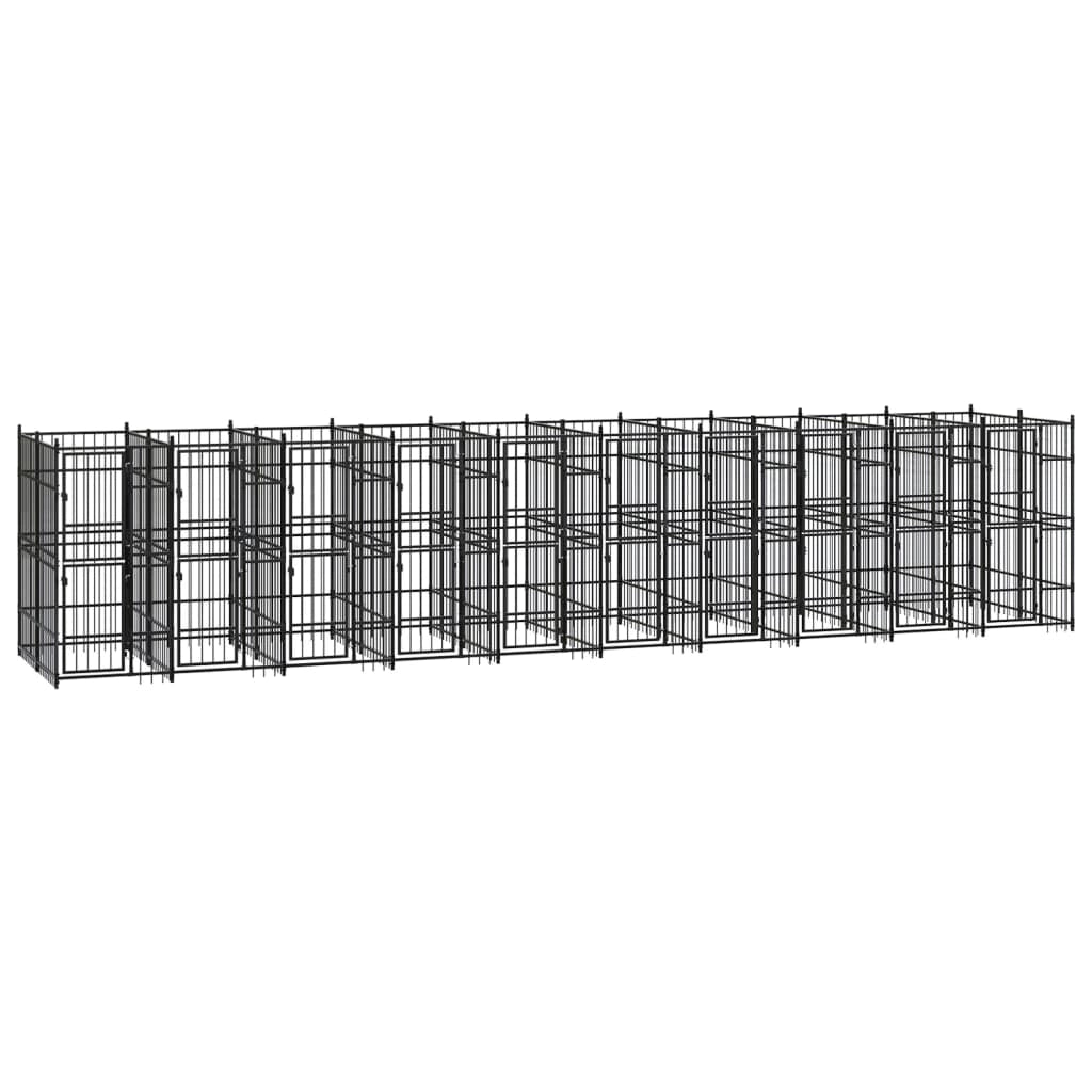 Cuccia/gabbia/recinto/zaino per cani da esterno acciaio 18,43 m² nero 02_0041808