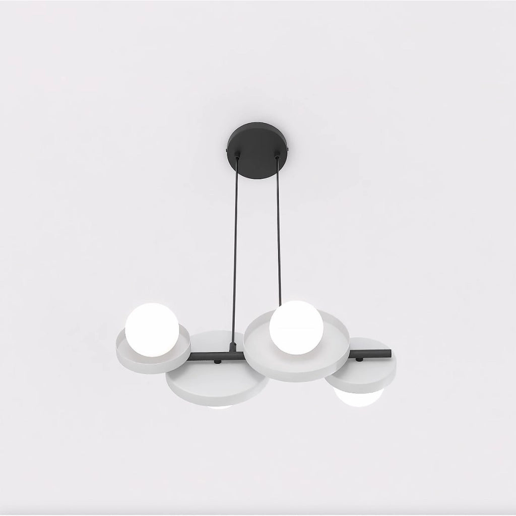 Lampada a sospensione Model con dischi in acciaio grigio e diffusori