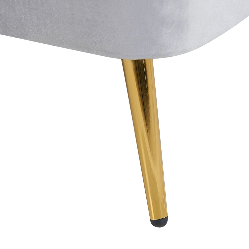 Chaise longue Velluto Grigio Chiaro Rivestimento Gambe In Metallo dorato versione sinistra