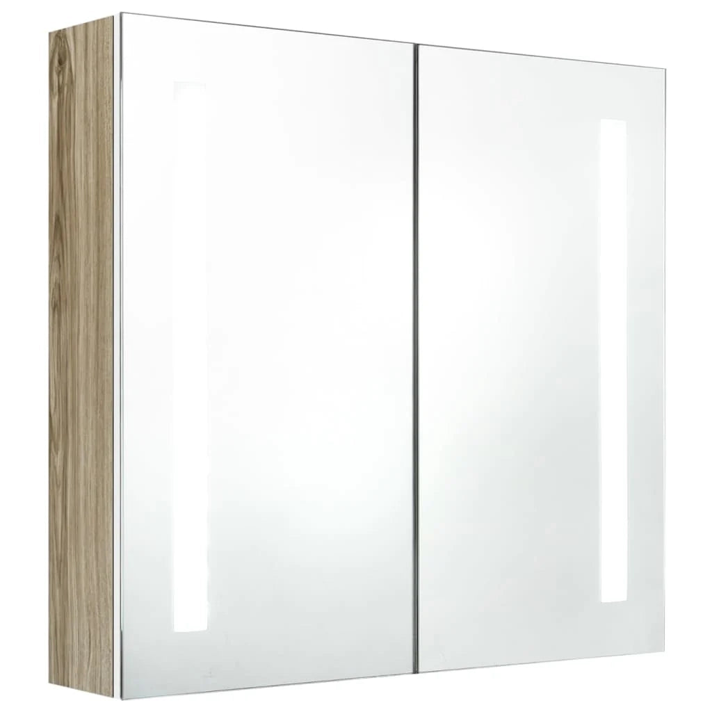 Mobile bagno con specchio LED bianco 62 x 14 x 60 cm finitura rovere 02_0006587