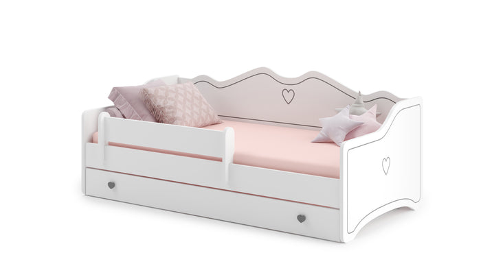 Letto per bambini EMMA 140x70 con materasso - Bianco/Grigio