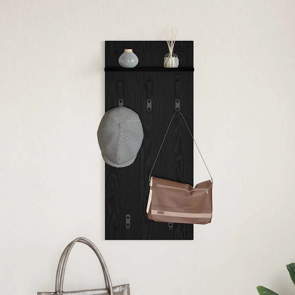 Appendiabiti a muro A parete Rovere Nero 40 x 10 x 90 cm 874452