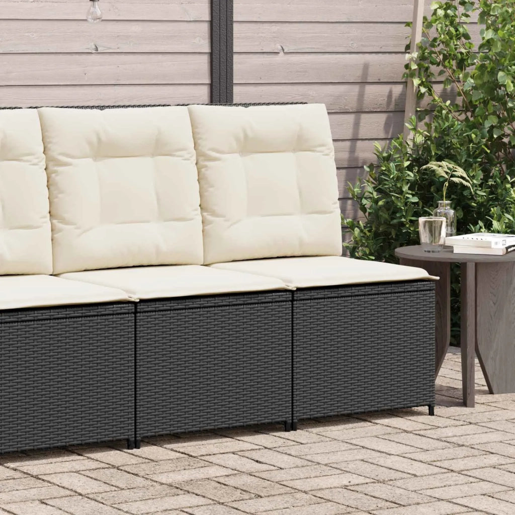 Divano da giardino con cuscino-Sofa da Giardino-Divano da esterno Nero e Bianco Crema polyrattan 440064