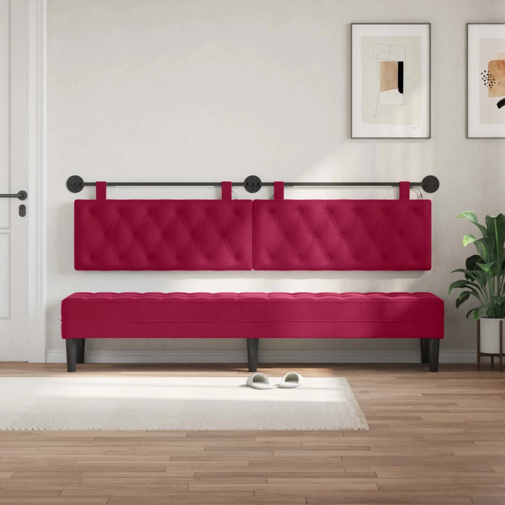 Testiera sospesa Con luce LED Rosso Vino Velluto