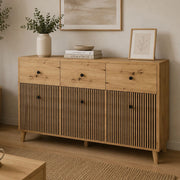 Madia Lepa, Credenza 3 Ripiani, 135x42x95h cm Marrone Rovere