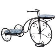 Supporto bici in mosaico Blu e ferro battuto 67x26,5x43h