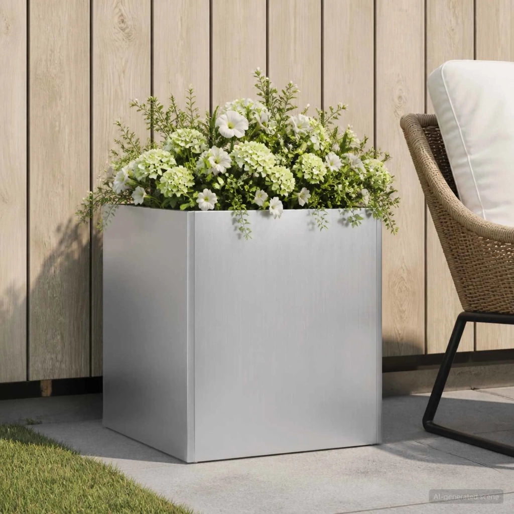 Vaso da giardino Argento 35 x 35 x 35 cm Acciaio zincato 8004962