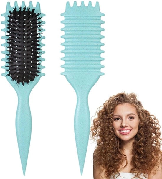 Spazzola a forma per Vormgeven & Definiëren - Adatta per Capelli Umidificati o Secchi con Azione Anti-Klits (Verde)