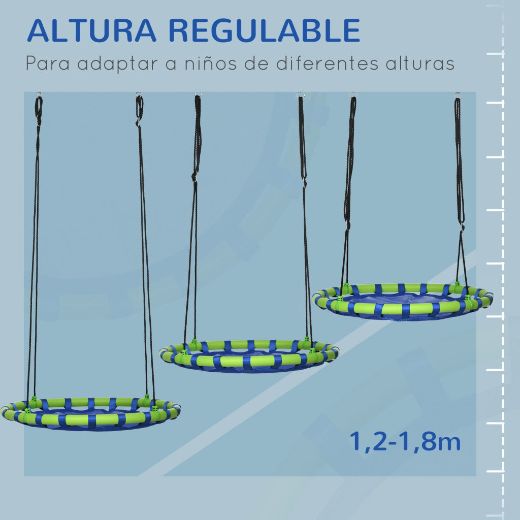 Altalena Nido per Bambini ¨C Minimal ¨C ?100x120-180 cm Blu e Verde