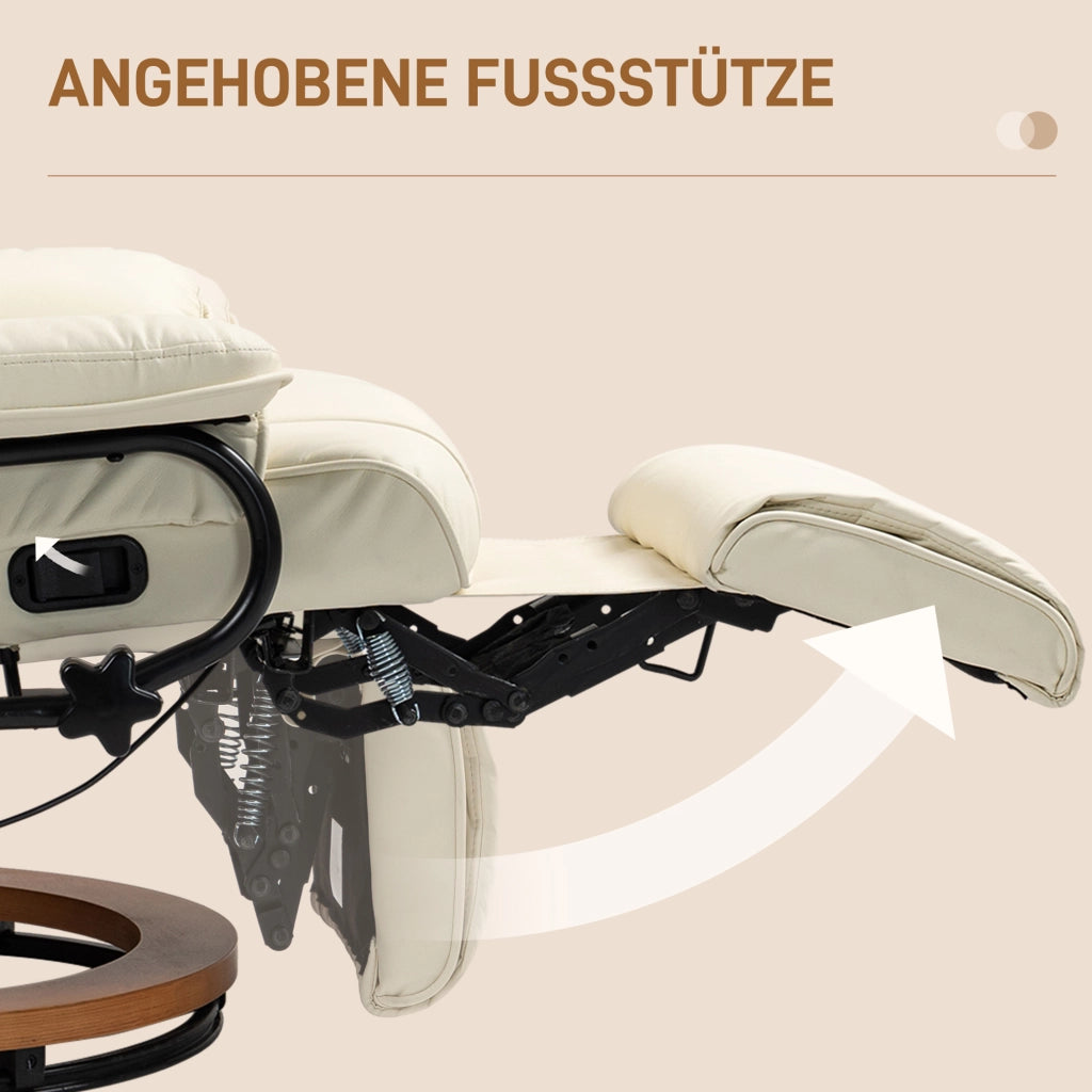 Poltrona relax girevole reclinabile in similpelle crema ¨C zephmum ¨C 150 kg