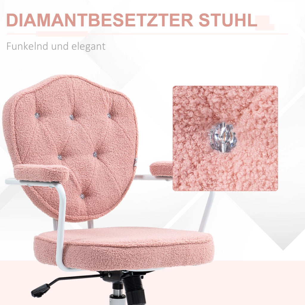 Sedia da ufficio ergonomica con funzione dondolo, altezza regolabile, ruote girevoli in poliestere rosa