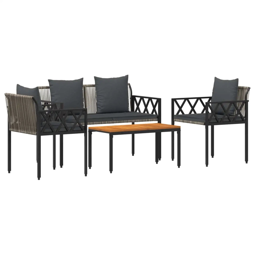 Set Mobili da Esterno 4 pcs Grigio e Grigio Scuro polyrattan 42025343