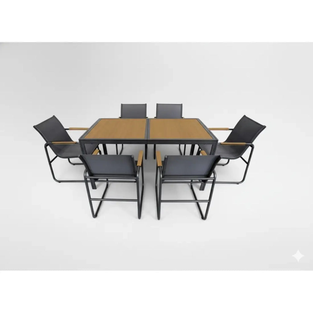 Salotto da giardino DARVIA 6 posti tavolo 150 cm alluminio antracite di alta qualità