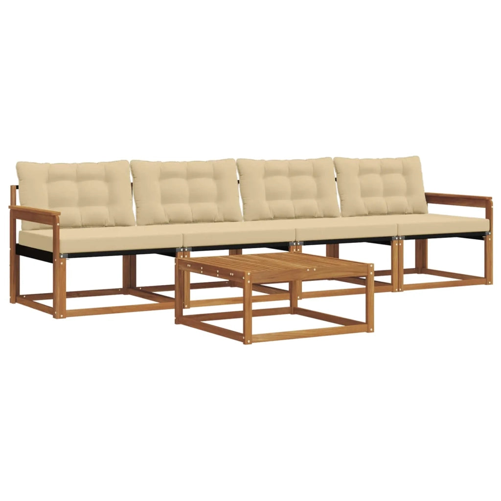 Set di divani da esterno con cuscino 5 pcs Naturale e Beige 3369164