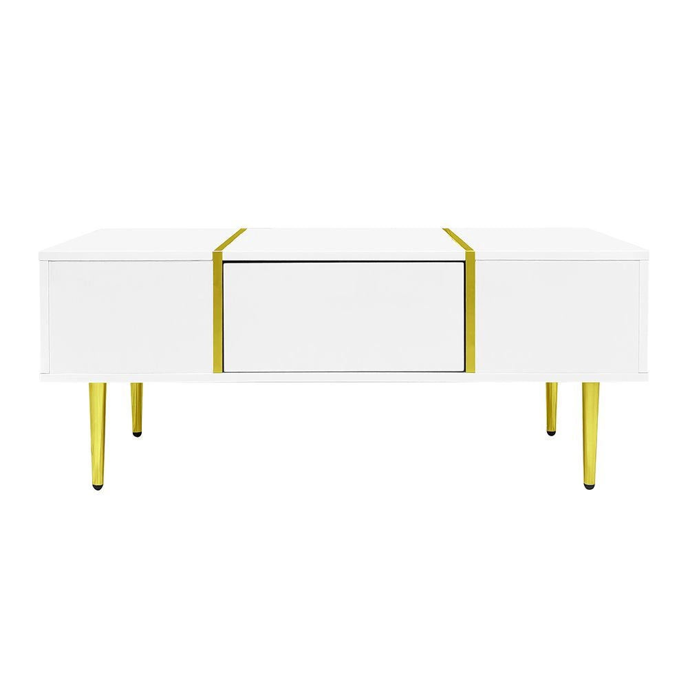 Tavolino moderno brillante - Xylo - 2 cassetti bianco