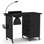 Tavolo manicure 90 x 45 x 78,5 cm con 4 cassetti e cuscino ergonomico stile moderno metallo nero 20_0014009