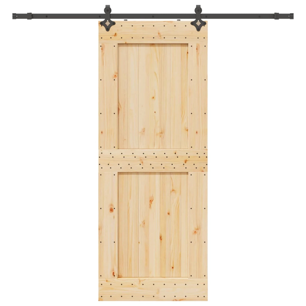 Porta scorrevole NARVIK Naturale e Nero 90 x 210 cm (213,5 cm)