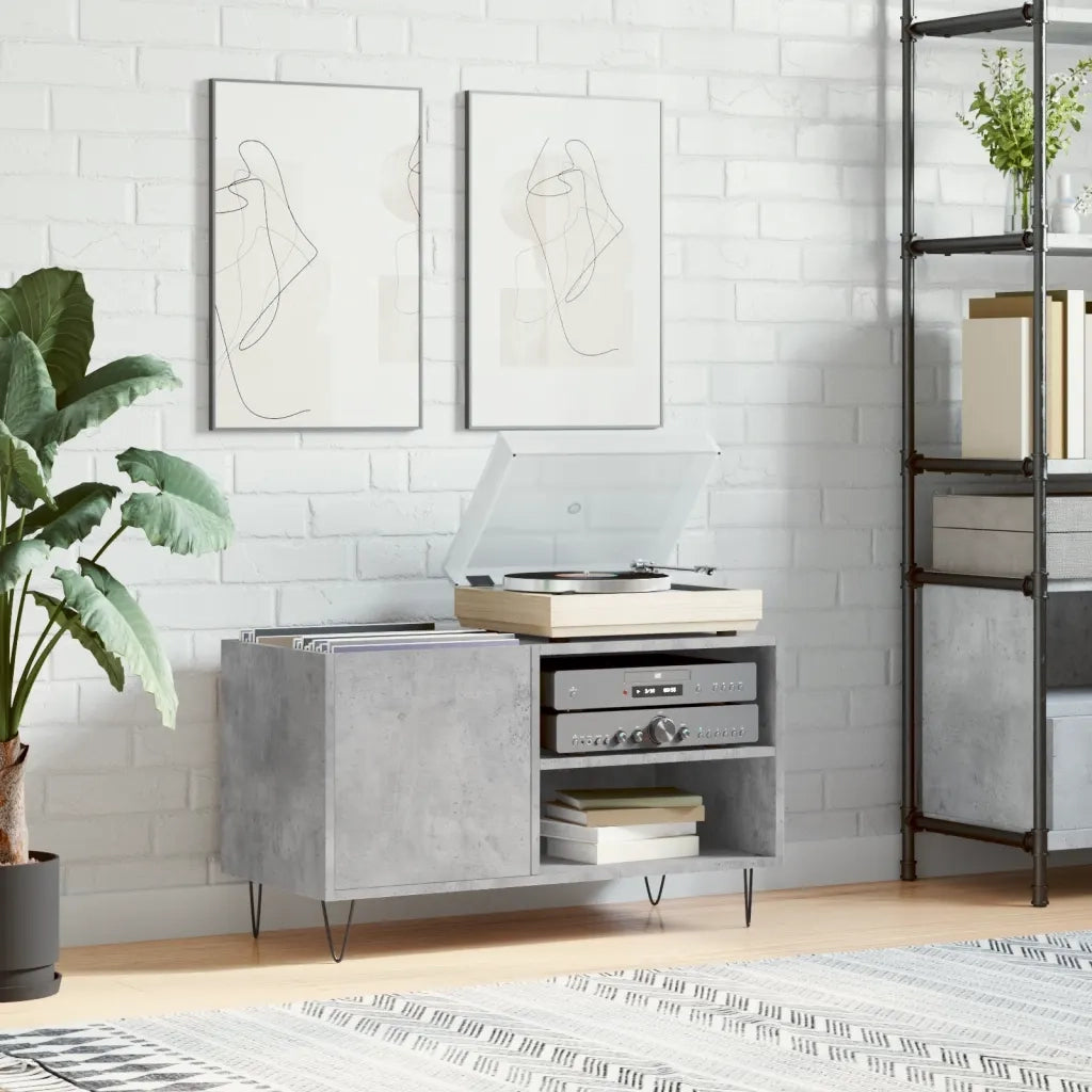 Mobile Porta Dischi Grigio Cemento 85x38x48cm Legno Multistrato 831704
