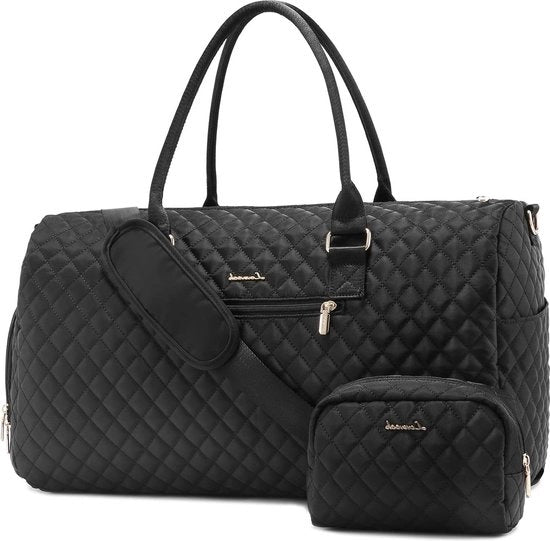 Sporttas per Donne per Viaggi aereo con Porta Scarpe e Sacchetto per Bagaglio Liquido, Nero