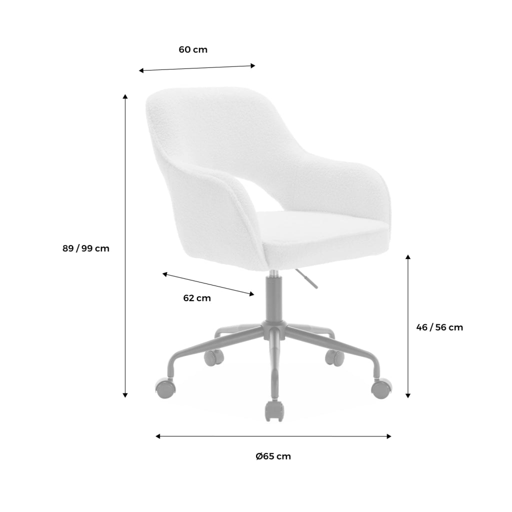 Sedia da ufficio bouclé con rotelle, talpa