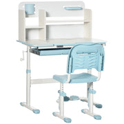 Scrivania per Bambini con Sedia Regolabile ¨C Zephmum ¨C 80x52x88-109 cm Azzurro