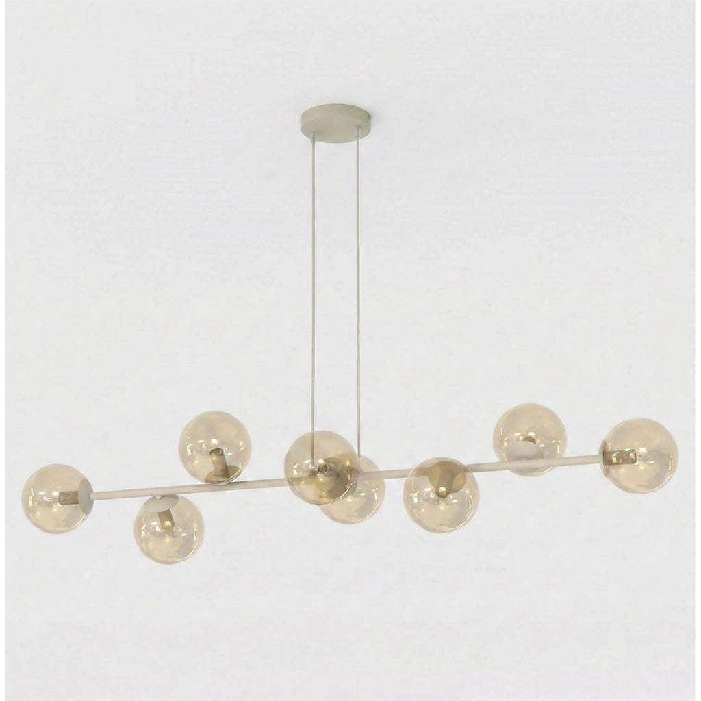 Lampada a sospensione Magnus in acciaio beige e vetro ambrato
